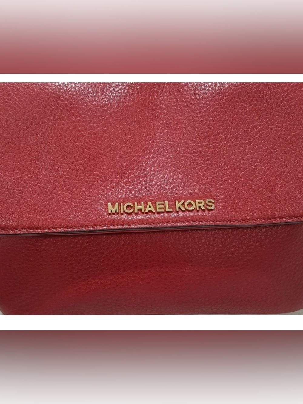 Michael Kors Red Pebbled Leather Crossbody with Gold Chain - Picture 3 of 12